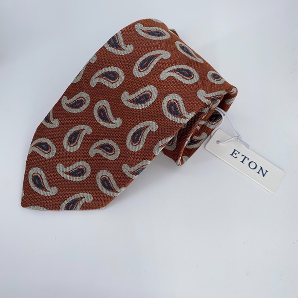 Eton Tie Mens One Size Multi Paisley Silk‎ Classic Luxury Necktie Italy Made NWT
